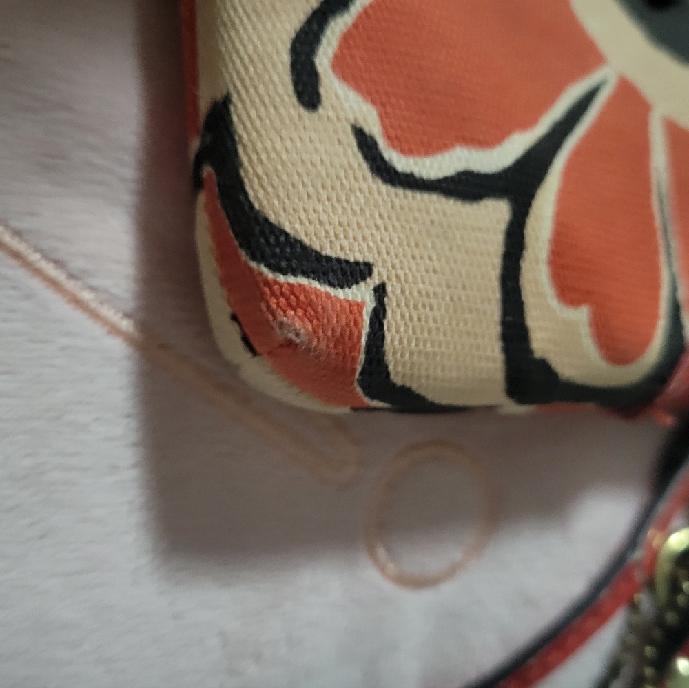 Coach Red And Orange Floral Wristlet - Picture 6 of 8